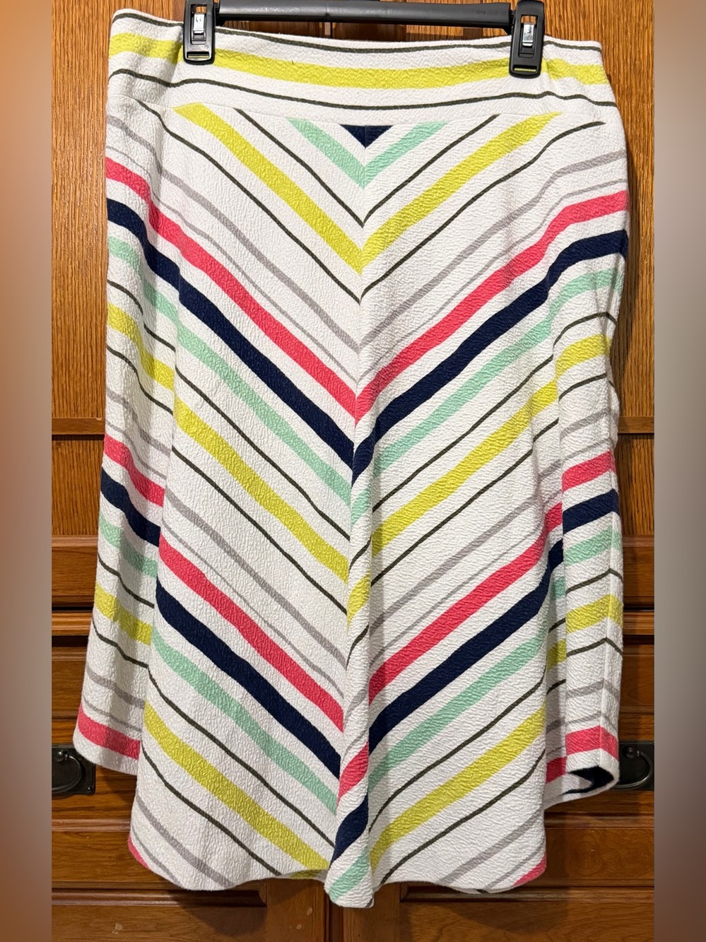 Maeve Anthropologie Rainbow SpringStripe Chevron Textured Midi A-Line Skirt
